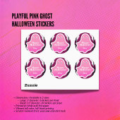 ピンクよくはしゃぐ幽霊ハロウィーンステッカー ラウンドシール