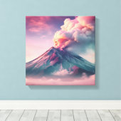 ピンクよくはしゃぐ火山噴火 キャンバスプリント (インサイチュ (ウッドフロア))