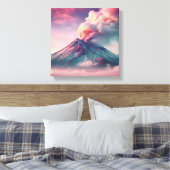 ピンクよくはしゃぐ火山噴火 キャンバスプリント (インサイチュ (寝室))