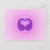 ピンクらせん状紫ハートおめでとう ポストカード (正面)