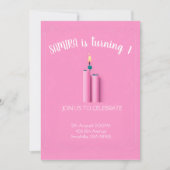 ピンクをテーマにしたキャンドル付き誕生日の招待状 招待状 (正面)