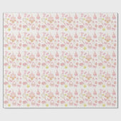 ピンクをテーマにした女の子のためのテニス1番目の誕生日 ラッピングペーパー (フラット)