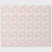 ピンクをテーマにした女の子のためのテニス1番目の誕生日 ラッピングペーパー (フラット)