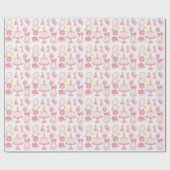 ピンクをテーマにした女の子のためのテニス1番目の誕生日 ラッピングペーパー (フラット)