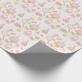 ピンクをテーマにした女の子のためのテニス1番目の誕生日 ラッピングペーパー (角)