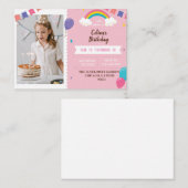 ピンクをテーマにした誕生日パーティーの招待状 ノートカード (正面/裏面)