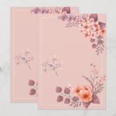 ピンクを基調とした花 招待状 (正面/裏面)