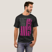 ピンクを応援 アメリカ国旗 乳がん Tシャツ (正面フル)