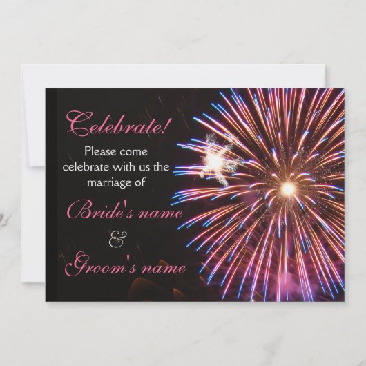 ピンクを結婚するお祝い 招待状 (正面)