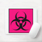 ピンクを警告する生物危険または生物学的災害［有害物質］の印の記号 マウスパッド (マウス)