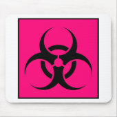 ピンクを警告する生物危険または生物学的災害［有害物質］の印の記号 マウスパッド (正面)