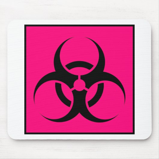 ピンクを警告する生物危険または生物学的災害［有害物質］の印の記号 マウスパッド (正面)