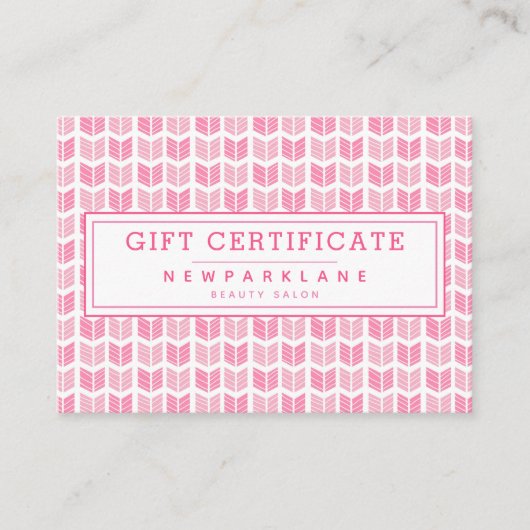 ピンクアアステカローズプリントギフト券 名刺 (正面)