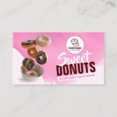 ピンクアイキャッチドーナツベーカリーショップスウィートトリートメント 名刺 (正面)