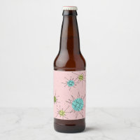 ピンクアイコニック原子スターバストビールボトルラベル