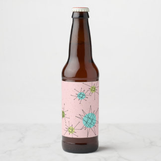 ピンクアイコニック原子スターバストビールボトルラベル ビールラベル