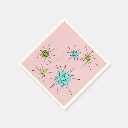 ピンクアイコニック原子スターバスト紙ナプキンス スタンダードカクテルナプキン (角)