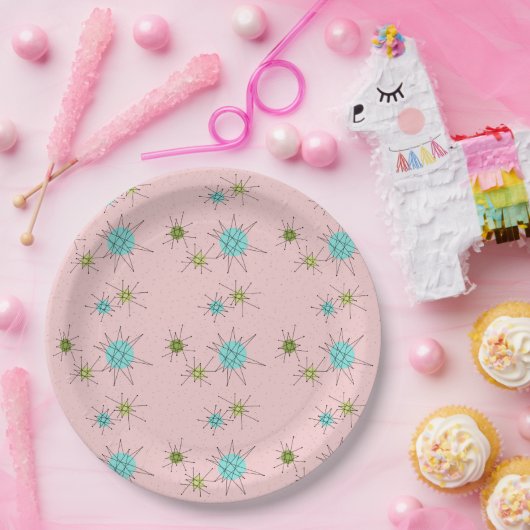 ピンクアイコニック原子スターバスト紙プレート ペーパープレート (パーティー)