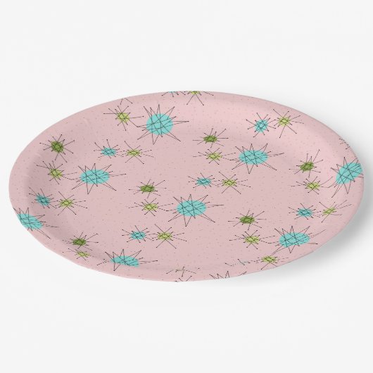 ピンクアイコニック原子スターバスト紙プレート ペーパープレート (アングル)