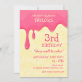 ピンクアイシングケーキ 招待状 (正面)