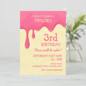 ピンクアイシングケーキ 招待状 (スタンド正面)