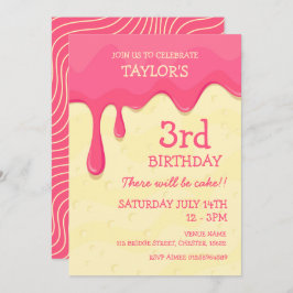 ピンクアイシングケーキ 招待状