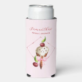 ピンクアイスクリームさくらんぼレッドスコップアップブライダルシャワー スリム缶クーラー (Seltzer正面)