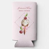 ピンクアイスクリームさくらんぼレッドスコップアップブライダルシャワー スリム缶クーラー (裏面)