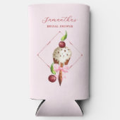 ピンクアイスクリームさくらんぼレッドスコップアップブライダルシャワー スリム缶クーラー (正面)