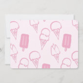 ピンクアイスクリームガール写真1st誕生日 招待状 (裏面)