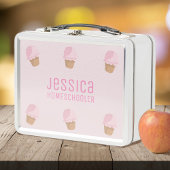 ピンクアイスクリームコーンガールズスクールメタルランチボックス メタルランチボックス