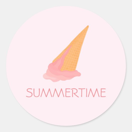 ピンクアイスクリームコーンデザインシール ラウンドシール (正面)