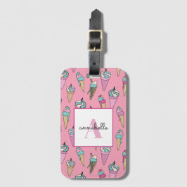 ピンクアイスクリームコーン夏 ラゲッジタグ