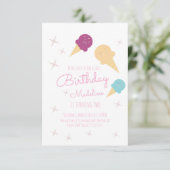 ピンクアイスクリームコーン星夏の誕生日パーティー 招待状 (スタンド正面)