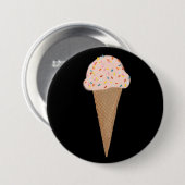 ピンクアイスクリームコーン色鉛筆アート 缶バッジ (正面&裏面)