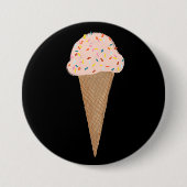 ピンクアイスクリームコーン色鉛筆アート 缶バッジ (正面)