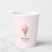 ピンクアイスクリームコーン 誕生日パーティー 紙コップ (正面)