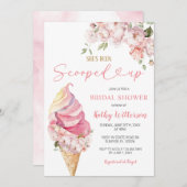 ピンクアイスクリームサマースコップブライダルシャワー 招待状 (正面/裏面)