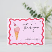 ピンクアイスクリームサンキューブライダルシャワー サンキューカード (スタンド正面)