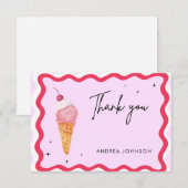 ピンクアイスクリームサンキューブライダルシャワー サンキューカード (正面/裏面)