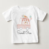 ピンクアイスクリームスウィートワン誕生日パーティー服 ベビーTシャツ (正面)