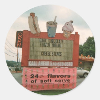 ピンクアイスクリームスタンドシール ラウンドシール