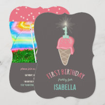 ピンクアイスクリームスパークラーガール1st誕生日パーティー