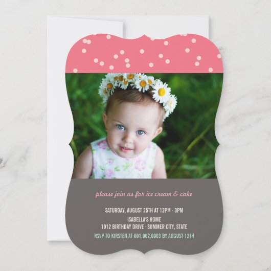 ピンクアイスクリームスパークラーガール2nd誕生日パーティー 招待状 (裏面)