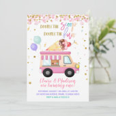 ピンクアイスクリームダブルザスコップツインズ誕生日 招待状 (スタンド正面)