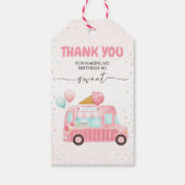 ピンクアイスクリームトラックはこちらスクープ誕生日 ギフトタグ (裏面)