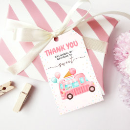 ピンクアイスクリームトラックはこちらスクープ誕生日 ギフトタグ