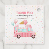 ピンクアイスクリームトラックはこちらスクープ誕生日 フェイバータグ (裏面)