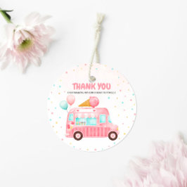 ピンクアイスクリームトラックはこちらスクープ誕生日 フェイバータグ