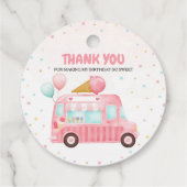 ピンクアイスクリームトラックはこちらスクープ誕生日 フェイバータグ (裏面)